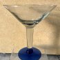 LARGE Mexican Hand Blown Blue Rim & Base Margarita Martini Cocktail Glass HUGE