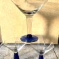 LARGE Mexican Hand Blown Blue Rim & Base Margarita Martini Cocktail Glass HUGE