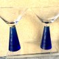 LARGE Mexican Hand Blown Blue Rim & Base Margarita Martini Cocktail Glass HUGE