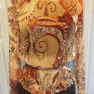 Cache Peasant Boho Chic Sheer Illusion Top New Sz S/M can Off Shoulder $118 NWT