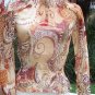 Cache Peasant Boho Chic Sheer Illusion Top New Sz S/M can Off Shoulder $118 NWT