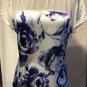 Cache Silk Sheer Shoulders Top Size S/M Off White Floral Back Zipper Stretch