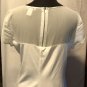 Cache Silk Sheer Shoulders Top Size S/M Off White Floral Back Zipper Stretch