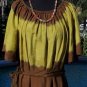 Cache Silk Peasant BOHO Chic Brown Tie Dye Nail Head Top New Size S/M $128 NWT