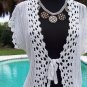 Cache White Silver Metallic Peek A Crochet Vest Top New S/M Stretch $128 NWT