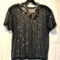 Cache Black Sheer Peek A Boo Mesh Sequin Encrusted Top Stretch Sz S/M Event Club
