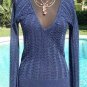Cache Luxe Navy Metallic Peek A Boo Top New XS/S Peek A Boo Scallops $148 NWT