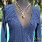 Cache Luxe Navy Metallic Peek A Boo Top New XS/S Peek A Boo Scallops $148 NWT