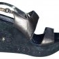 Donald Pliner Metallic Leather Platform Wedge Shoe Suede Embroidery $275 NIB