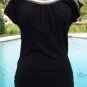 Cache Stretch Peek A Boo Shoulders Top New S/M Elaborate Ruched $98 Embellished