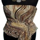 Cache Silk Embellished Hankey Hem Bustier Top New 2/4/6 Animal Print XS/S $168