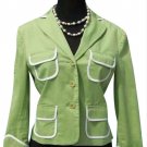 BCBG MAXAZRIA Stretch Cotton Jacket Top XS/S S Lined Green White Trim $222 NWT BCBG MAXAZRIA Stretch Cotton Jacket Top XS/S S Lined Green White Trim $222 NWT