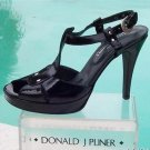 Donald Pliner Couture Patent Leather Shoe T Strap Platform New 10 $285 NIB Black