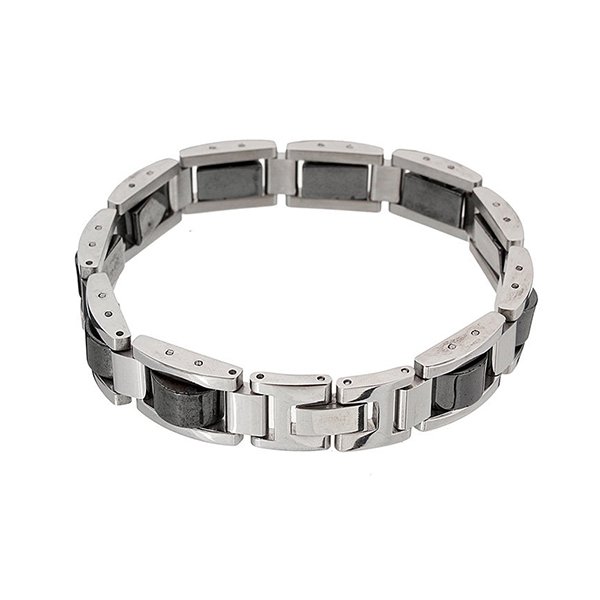 Men's Titanium Hematite Magnetic Pain Relief Therapy Health Bracelet - 6735500