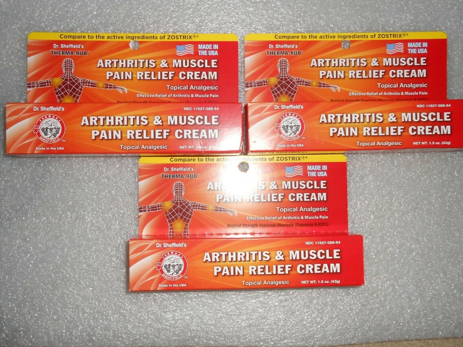 lot of 3 pack Dr. Sheffield's ThermaRub Arthritis & Muscle Pain Relief