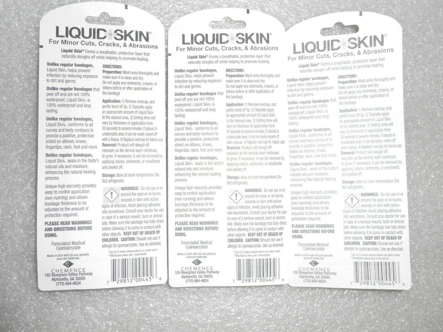 3 pack Liquid Skin Bandage Bandaid NEW First Aid Seal & Protect Cuts WATERPROOF