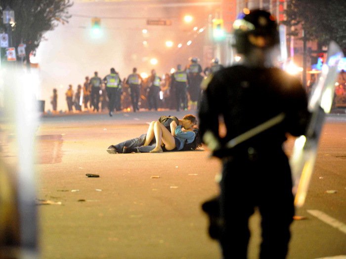 Vancouver Riot Kissing Couple Photo 24x18 Print Poster