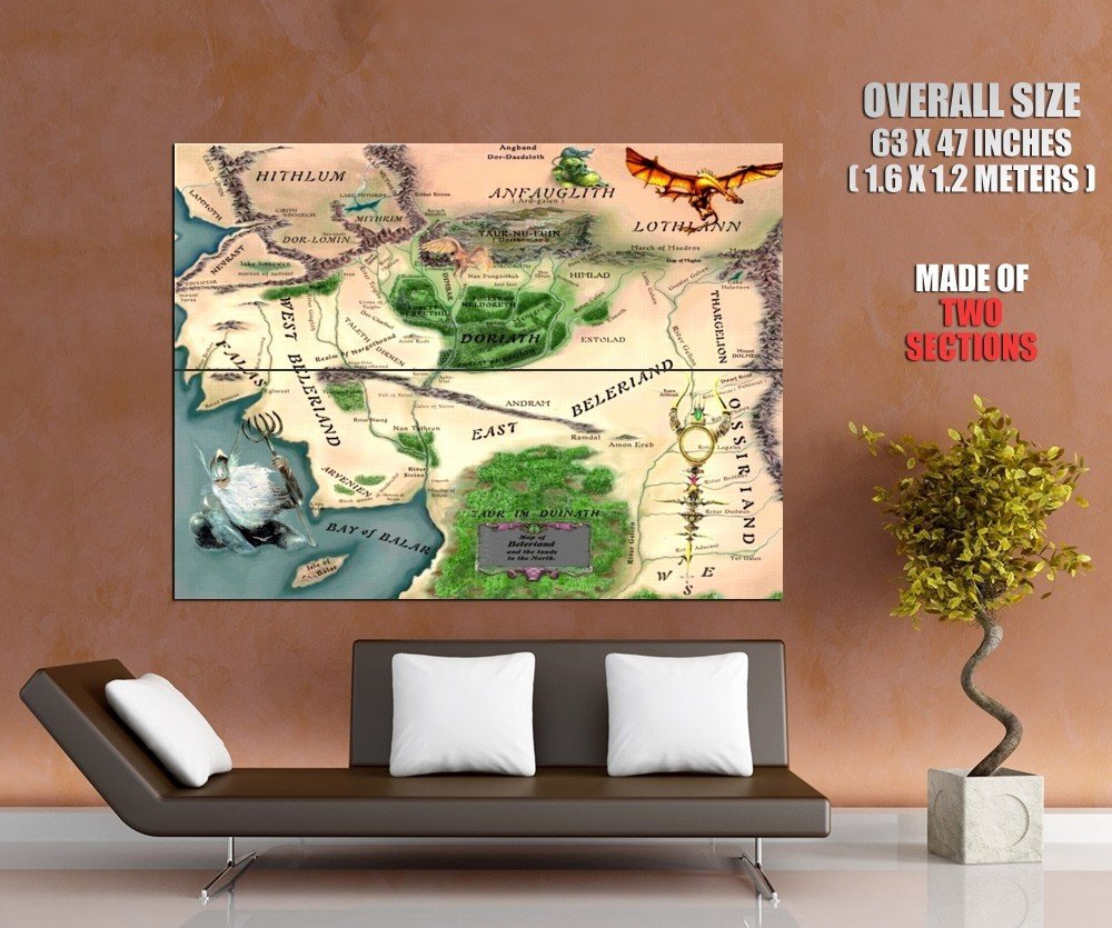 Map Of Beleriand Lord Rings Elven Realms Huge Giant Print Poster