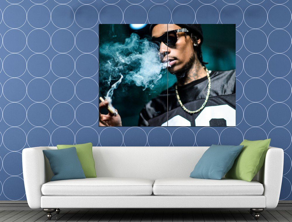 Wiz Khalifa Portrait Smoke Sunglasses Rap Hip Hop HUGE 48x36 Print POSTER