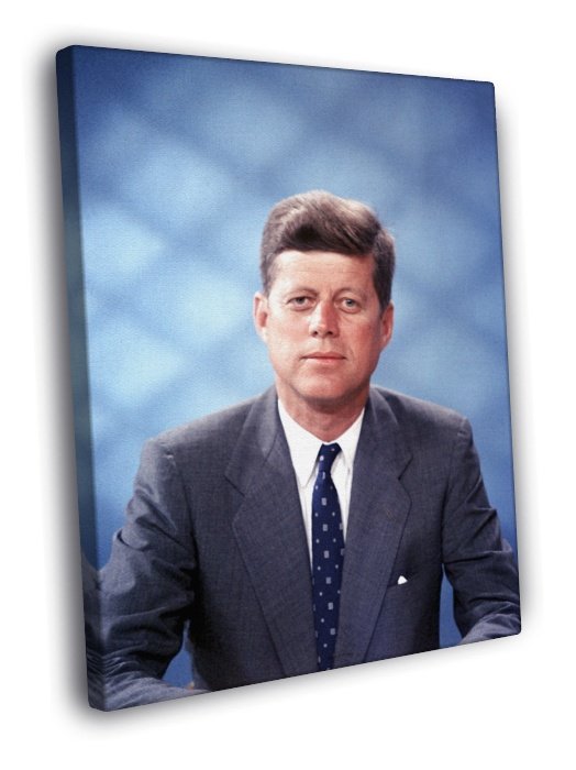 John F Kennedy Color Portrait JFK Retro USA 40x30 Framed Canvas Print
