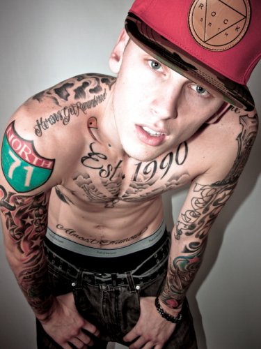 Machine Gun Kelly Mgk Tattoos Shirtless Rapper Hip Hop 16x12 Print Poster machine gun kelly mgk tattoos shirtless