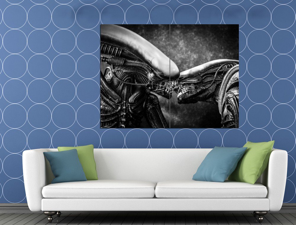 Aliens Kiss Love Xenomorph BW Movie Sci Fi Art HUGE 48x36 Print POSTER