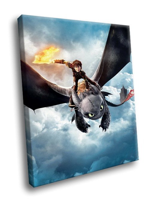 How To Train Your Dragon Animated Film 50x40 Framed Canvas Art Print