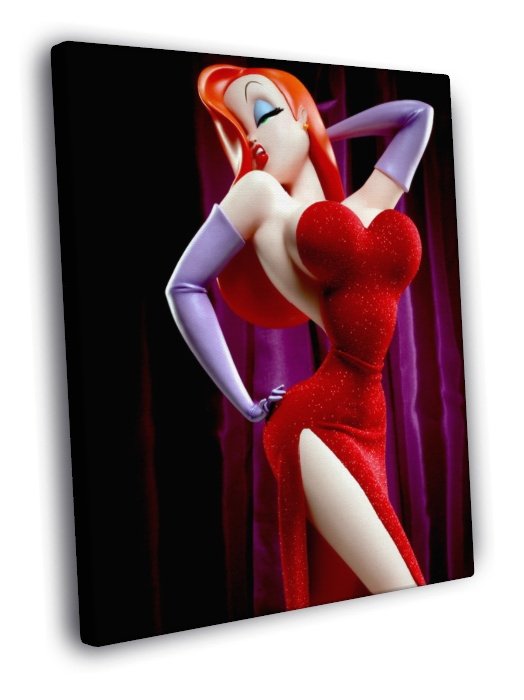 Jessica Rabbit Hot Red Dress Cartoon Disney 50x40 Framed Canvas Print.