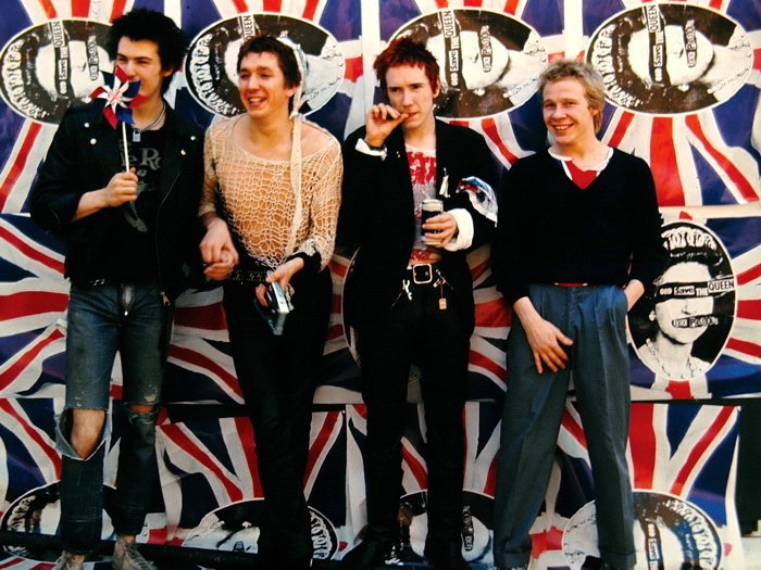 Sex Pistols Uk Flag Sid Vicious Guitars Punk Rock Band 32x24 Wall Print