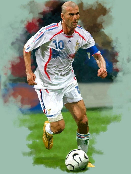 Zinedine Zidane France Legend Painting Art Football 16x12 Print Poster