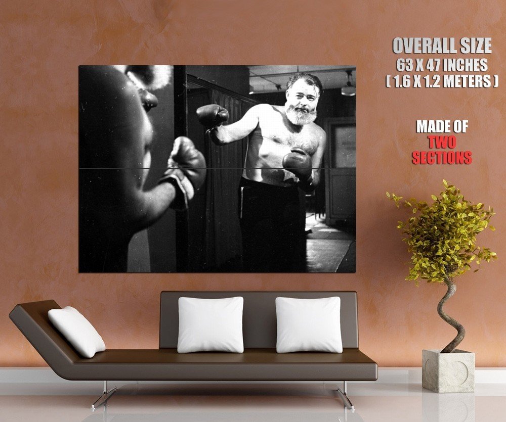 Ernest Hemingway Writer Mirror Boxing Punch Reflection GIANT Huge Print