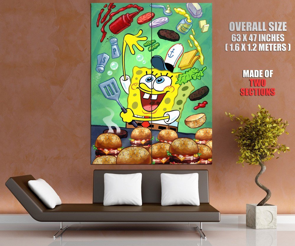 SpongeBob SquarePants Krabby Patty Hamburger Funny Art GIANT Huge Print ...