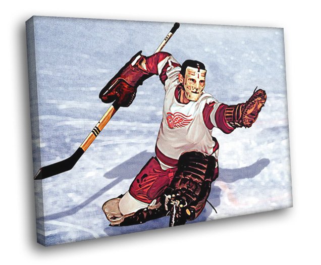 Terry Sawchuk Detroit Red Wings Goaltender Painting 40x30 Framed Canvas