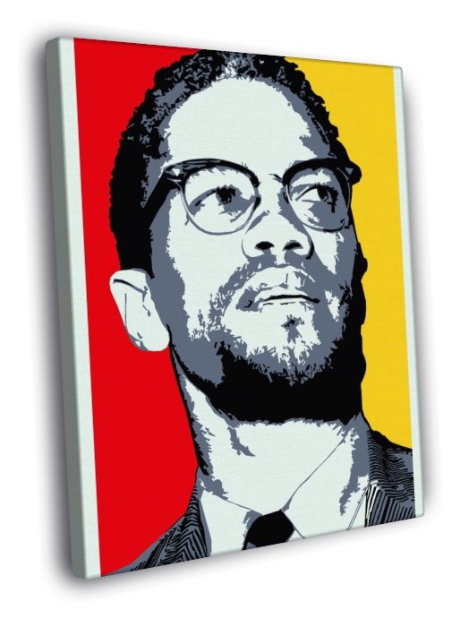 Malcolm X Human Rights Activist Portrait Art 40x30 Framed Canvas Print