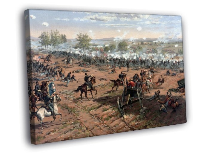 Battle Of Gettysburg American Civil War Art 40x30 Framed Canvas Print