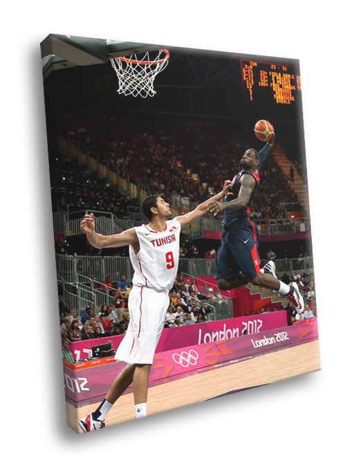 LeBron James Monster Dunk Posterize Olympics 30x20 Framed Canvas Print