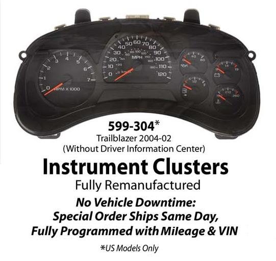 2002 2003 2004 Trailblazer Remanufactured Instrument Cluster 599304