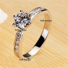 New Elegant Jewelry 18K White Gold GP Swarovski Crystal Wedding Engagement Ring