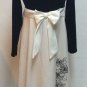 Black & White Rare Editions Dress Size 16 1/2 Floral Beaded Velvet Bow Long Sl