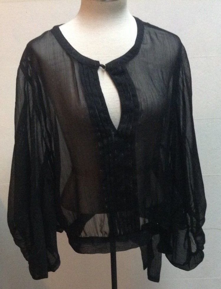 Charlotte Russ Black Sheer See Through Blouse Size XS