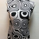 New York Co Stretch Geometric Black and White Blouse Spandex Sleeveless Sz Small
