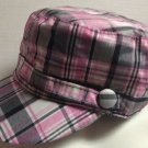 Pink & Black Plaid Cadet Cap by Tickled Pink NWT One Size