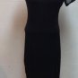 Womens Solid Black Bodycon Stretch Dress Sheer Semi Low Cut Mesh Sheer Sz L NEW