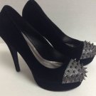 Bonnibel Solid Black 5" Stiletto Heels with Metal Spikes SZ 10