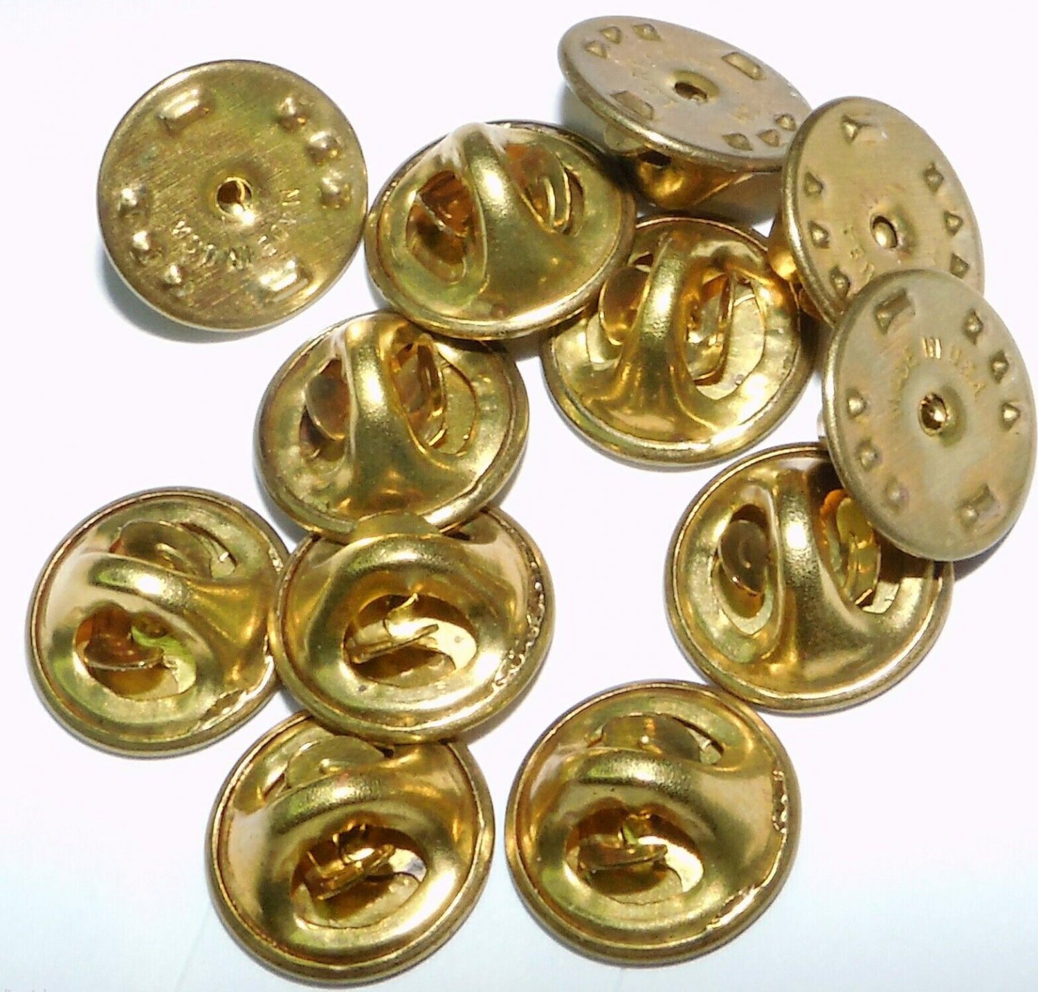 50 Pin Back Clasps butterfly clutch brass new condition frogs