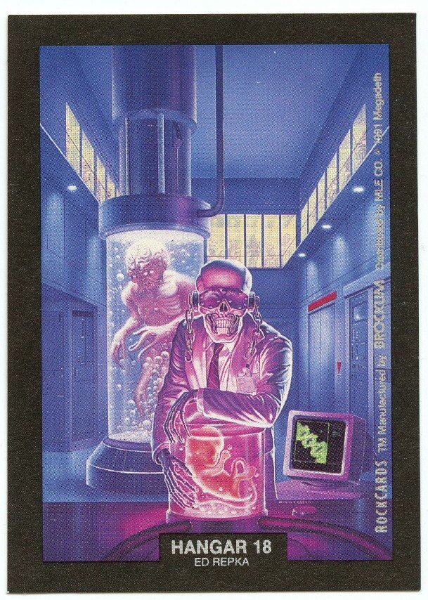Hangar 18 Ed Repka sticker insert Brockum RockCards 1991