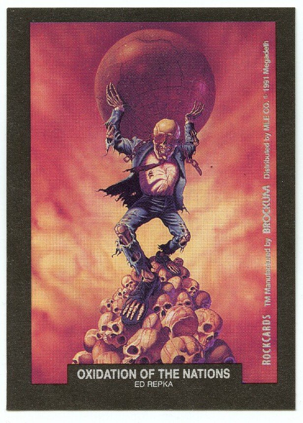 Oxidation of the Nations Ed Repka sticker insert Brockum RockCards 1991