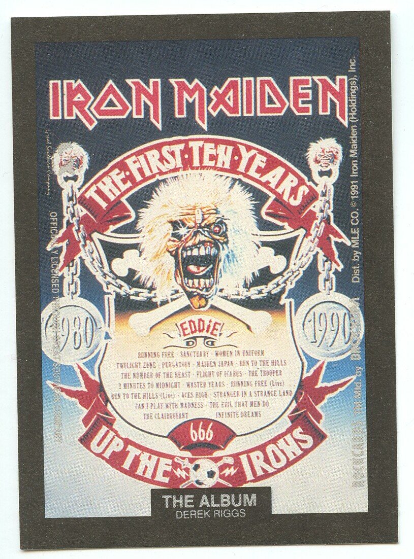 Iron Maiden Derek Riggs sticker insert Brockum RockCards 1991