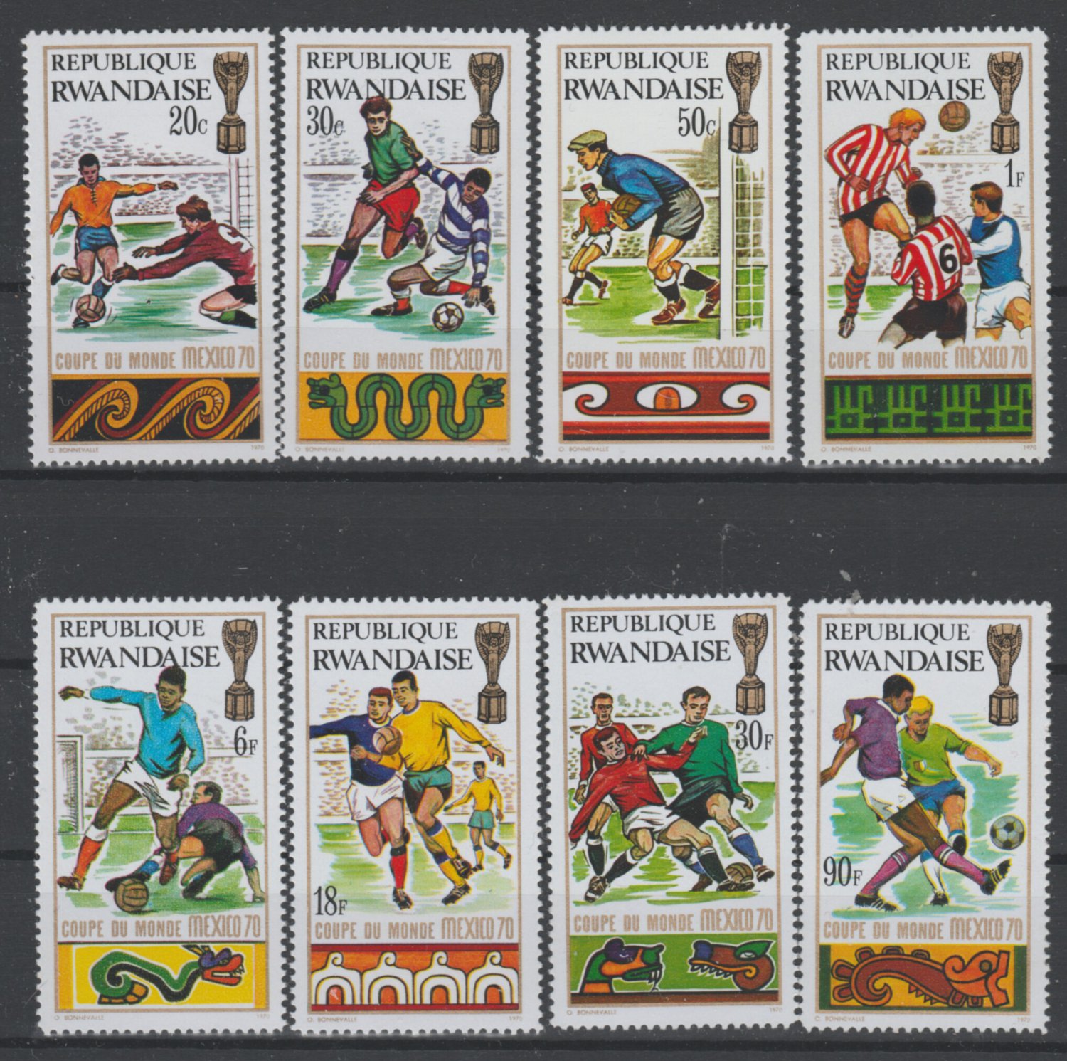 Sport stamps. Марки футбол rwandaise.