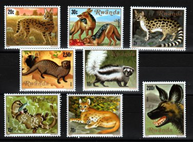 Carnivorous Animals mnh set of 8 stamps 1981 Rwanda #1035-42